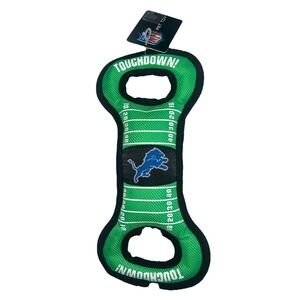 Detroit Lions NFL Dog Toy Tug Squeaky Football Field Durable Pet Chew NEW